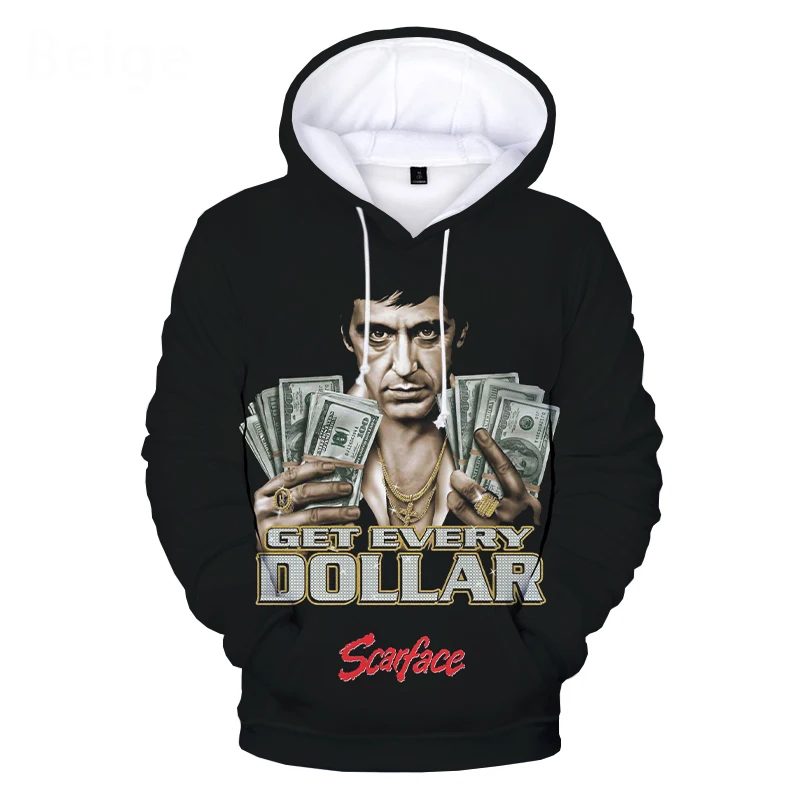 

2023 Hot Movie Scarface 3D Print Hoodie Sweatshirts Tony Montana Harajuku Streetwear Hoodies Unisex Plus Size Fashion Pullover