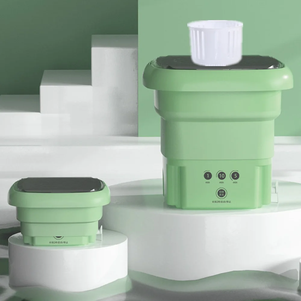 

Portable Mini Washing Machine For Clothes With Dryer Bucket Folding Barrel Travel Socks Underwear Cleaning Washer Touch Button
