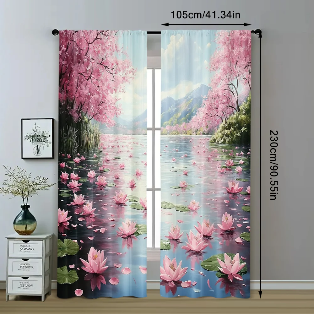 2pc,  Drapes Floating green leaves Machine Washable Fabric,Without Electricity Holiday Decorations Suitable for Bedroom Office 5