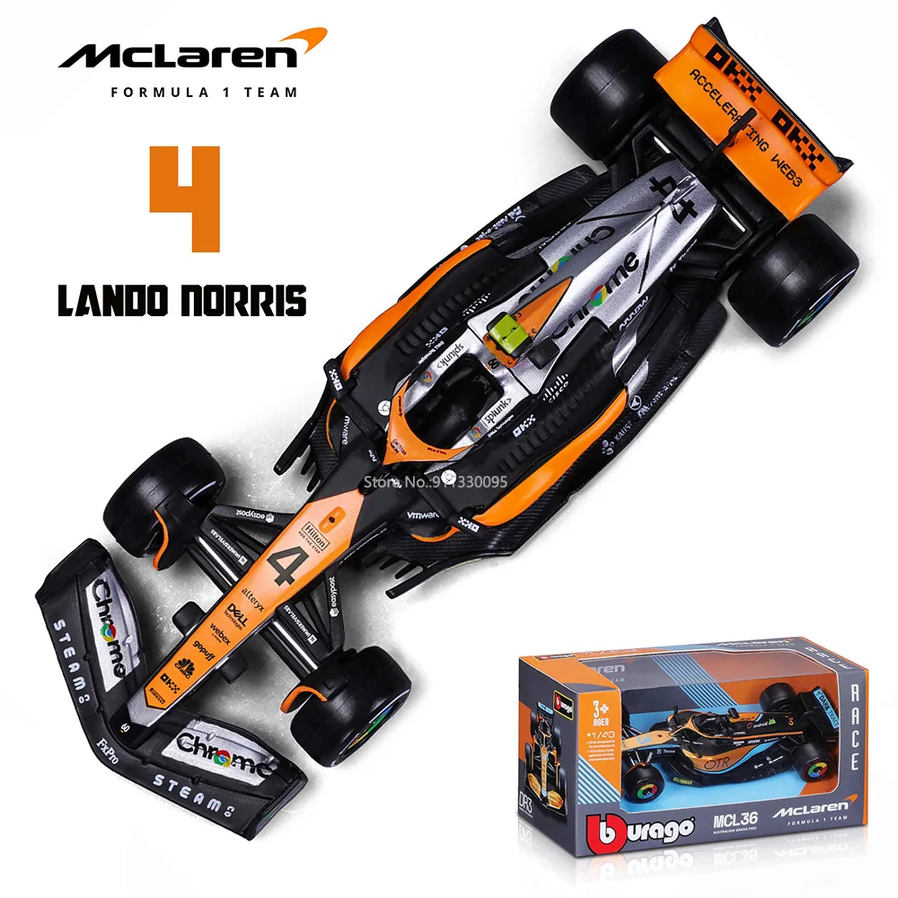 Bburago 1:43 Nieuwe 2023 Mclaren F1 Team Mcl60 4 # Lando Norris 81 # Oscar Piastri Formule Één Legering Super Speelgoed Gegoten Automodel