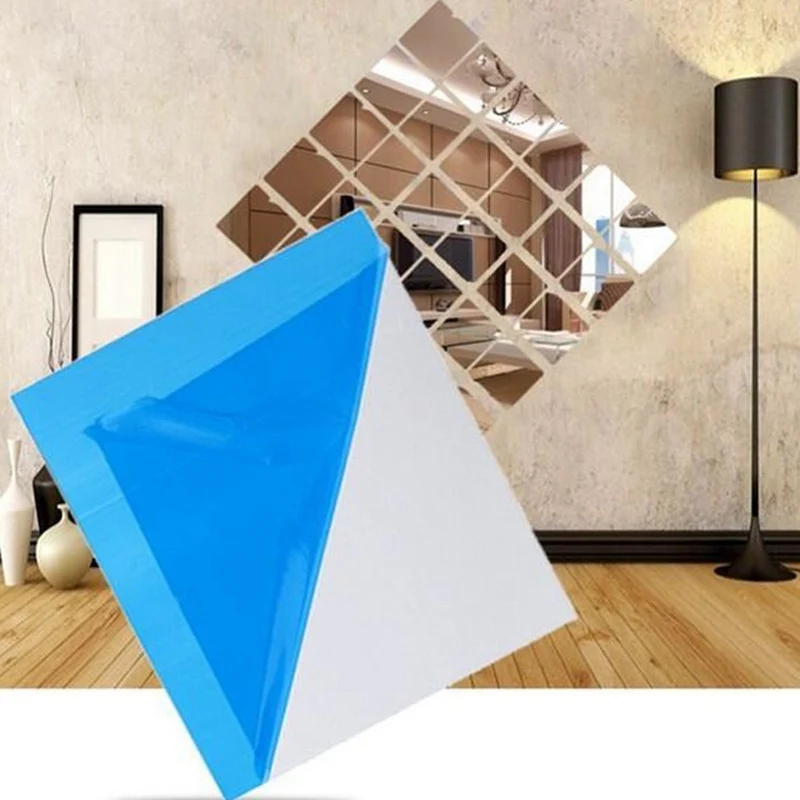 15*15cm Mirror Wall Stickers Square Self-adhesive Acrylic Mirror Tiles 6Pcs/16Pcs for Bedroom Bathroom Home Decor wall stickers