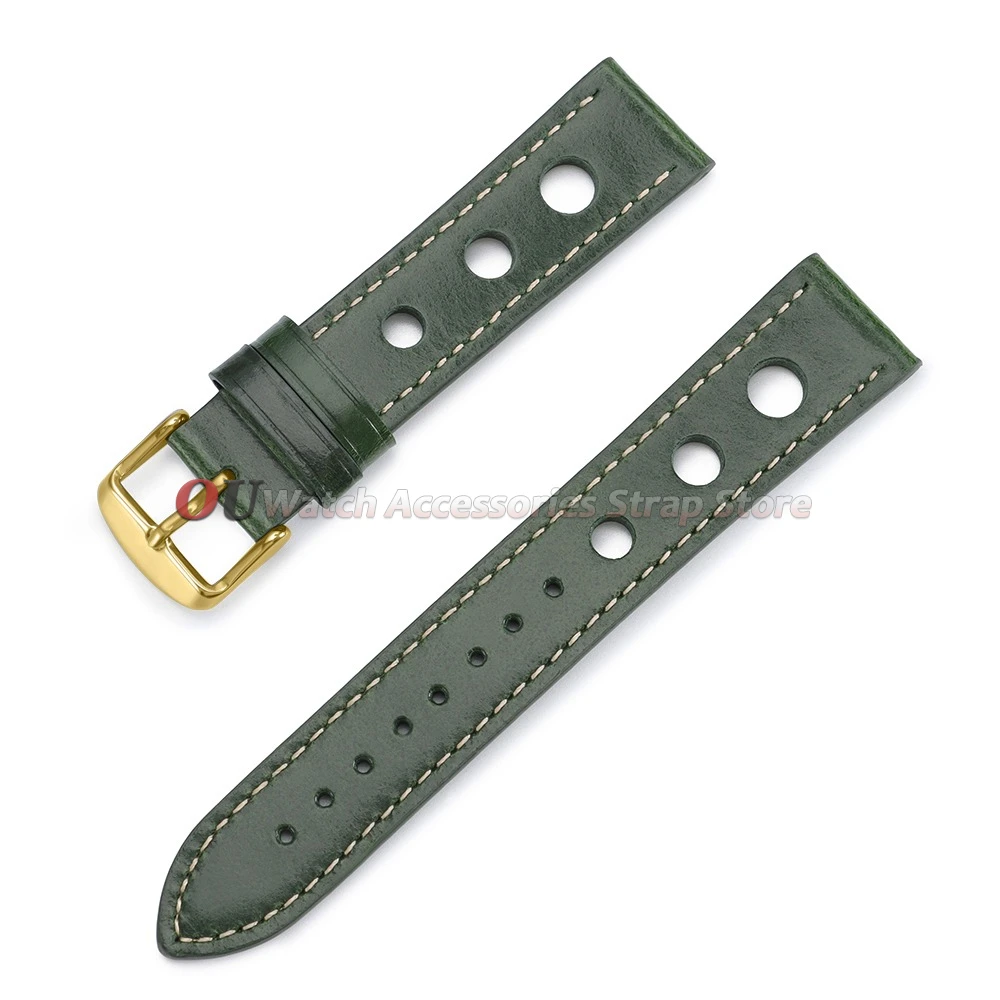 Vintage Leather Breathable Watch Strap - 20mm/22mm Cowhide Sport Bracelet