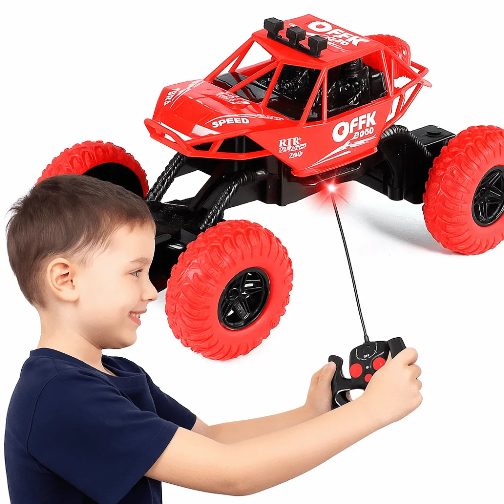 With Lights Remote Control Off-Road Vehicle Rubber Wheels Waterproof Remote Control Toys Cars 2WD Anti-Slip Off-Road Toy Car
