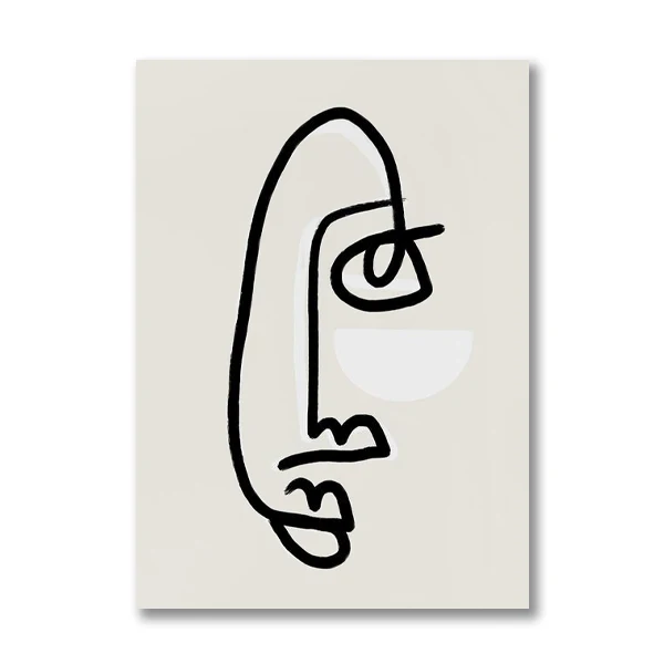 thumbnail image 1 of Dibujo abstracto de una línea para la cara de una pareja, impresión minimalista, regalos románticos para parejas, pintura en lienzo, arte de pared para dormitorio y hogar, decoración, 1 of 5