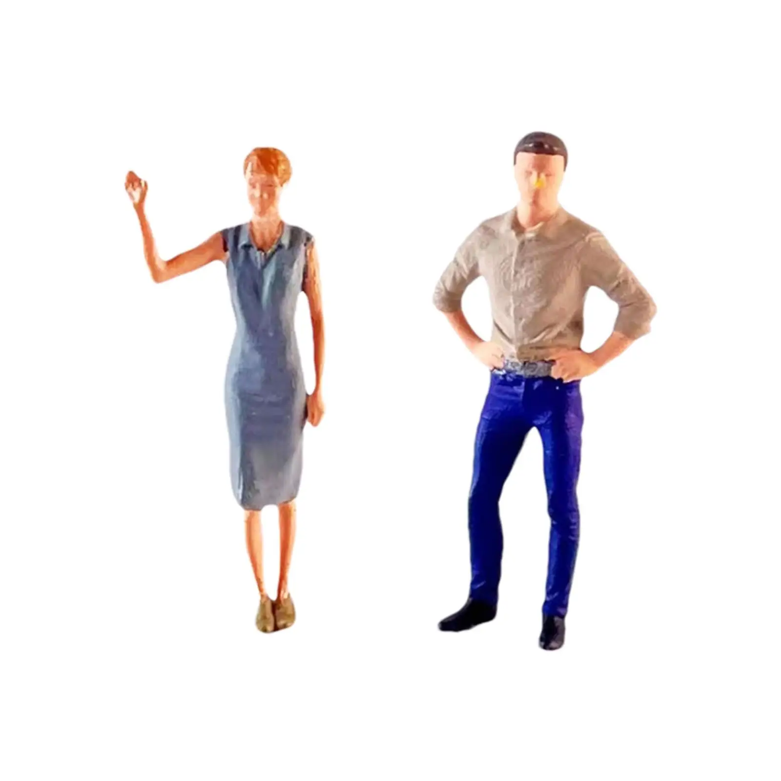 2x 1/64 Women and Men Figures Model Micro Landscape Resin Couple Figurines