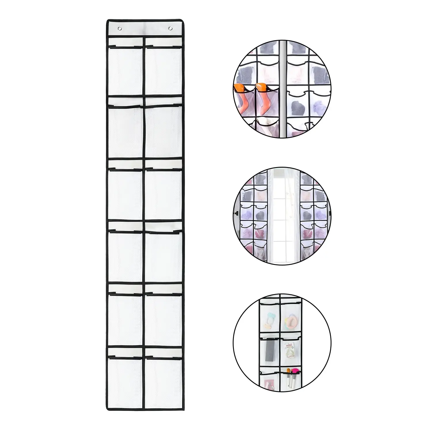 12 Compartments Behind The Door Shoe Storage Hanging Bag Mesh Pocket Slippers Organizing Non-woven Storage Bag G588 shoe organizer