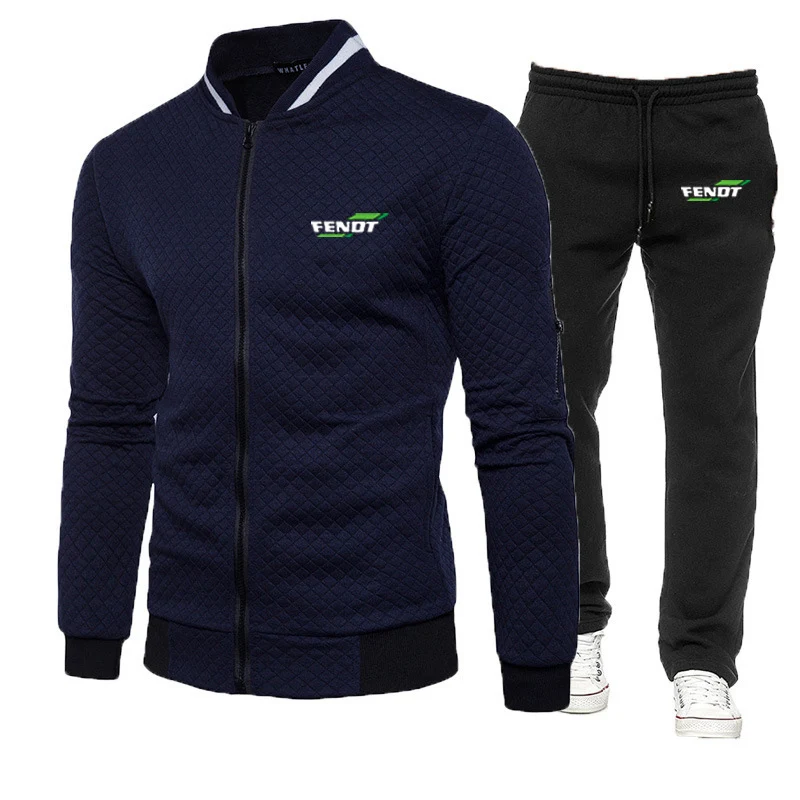 FENDT 2023 Spring and Autumn New Men's Slim Zipper Sportswear Sweater+Pants Sportswear Fashion Set