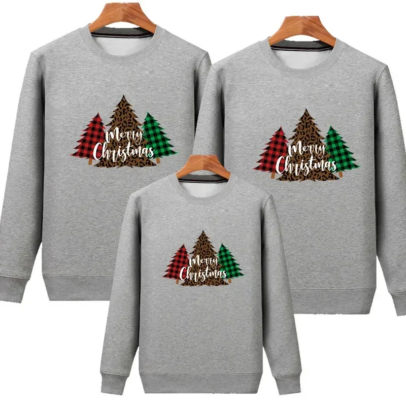 Conjuntos familiares a juego Sudadera con estampado de árboles de Navidad Sudadera con capucha de manga larga para madre e hija para niños Blusa tipo pulóver Navidad familiar