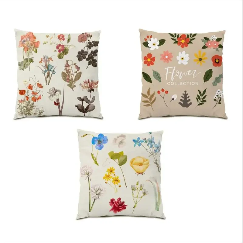 

Flowers Cushion Cover 45x45 Pillow Case Velvet Throw Pillow Covers Bed Home Plants Living Room Decoration Leaves Printing E0766