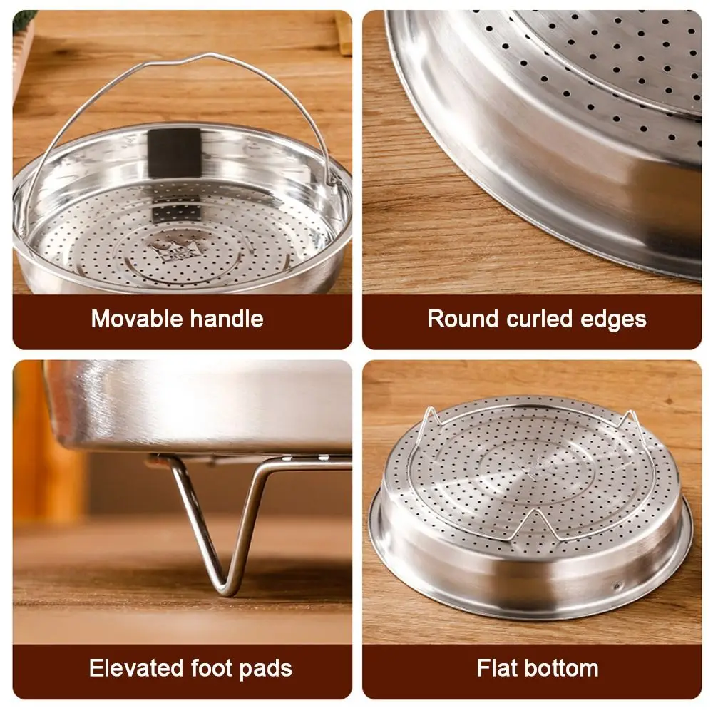 Stainless Steel Food Steamer Basket Pressure Cooker Steamer Basket with Handle Steaming Grid Drain Drainer Cooking Utensils