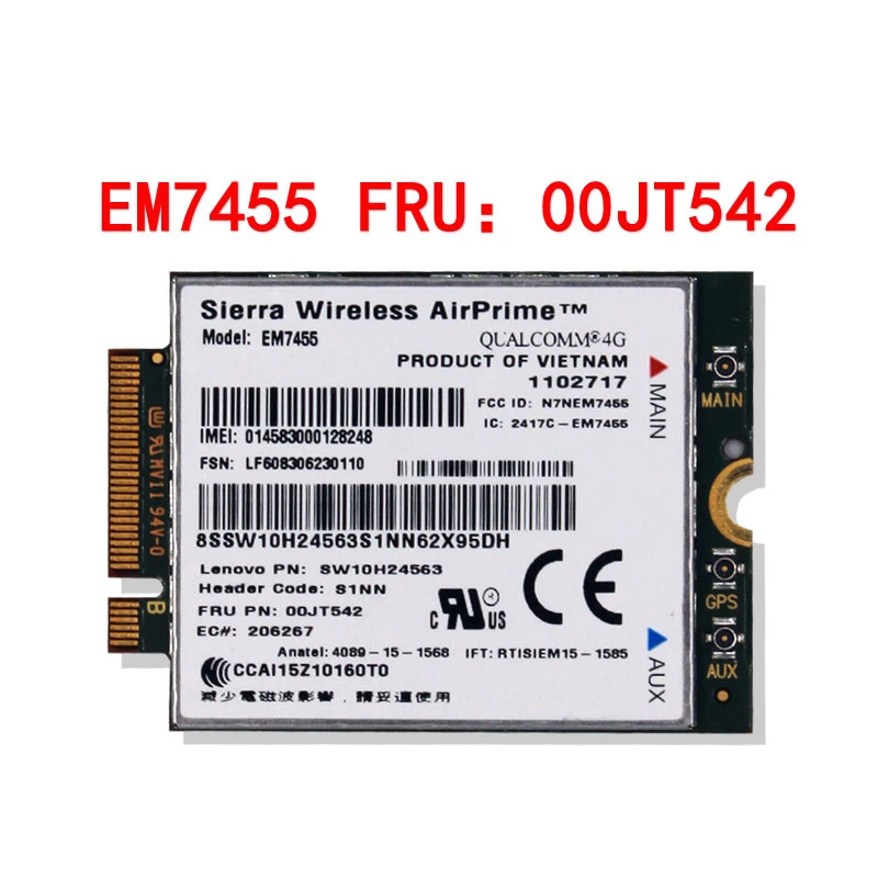 

EM7455 FDD/TDD LTE Cat6 4G модуль FRU 00JT542 00JT545 00JT547 01AX746 GOBI6000 4G карта для ноутбука Thinkpad X1 X260 270 L470 T570