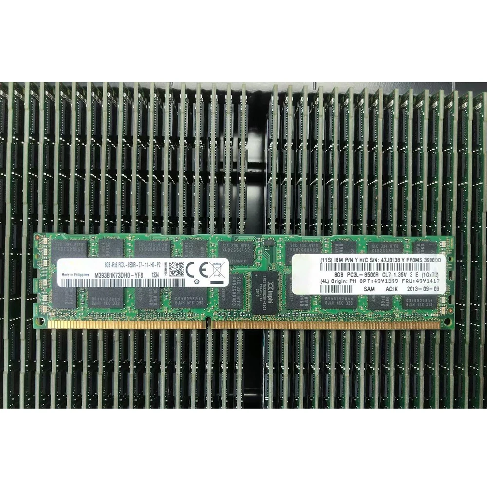 IBM RAM X3850 X5 X3950 X5 서버 메모리용 PC3L-8500R ECC, 49Y1399 49Y1417 47J0138, 8GB 8G 4RX8 1066 DDR3L, 1 개