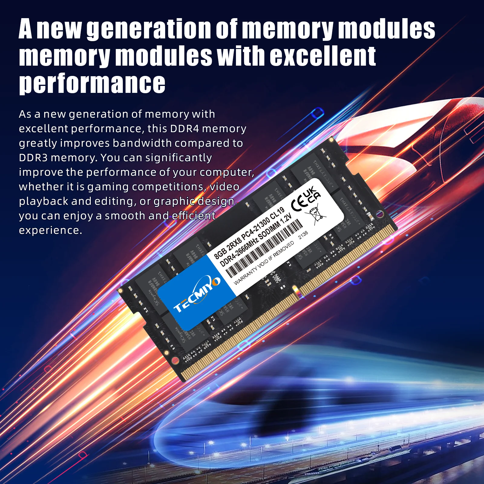 TECMIYO PC4-21300s 소딤 램, 8GB DDR4, 2666MHz, 10 개