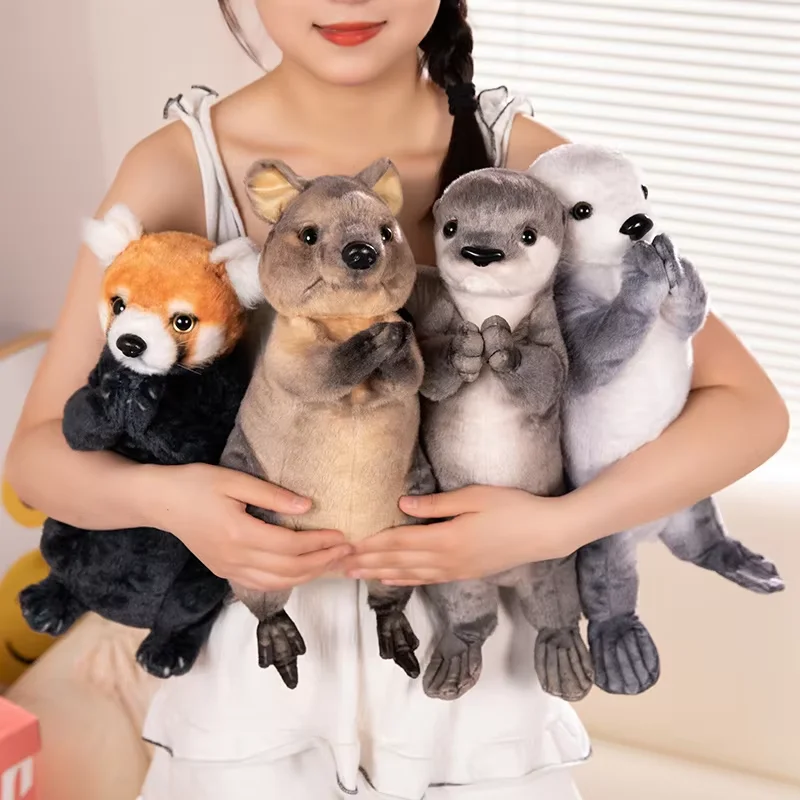 동물을 위한 기도 시리즈 봉제인형 레드 팬더 수달 짧은 꼬리 캥거루 바다 수달 봉제인형 실물 같은 행운의 선물 친구에게