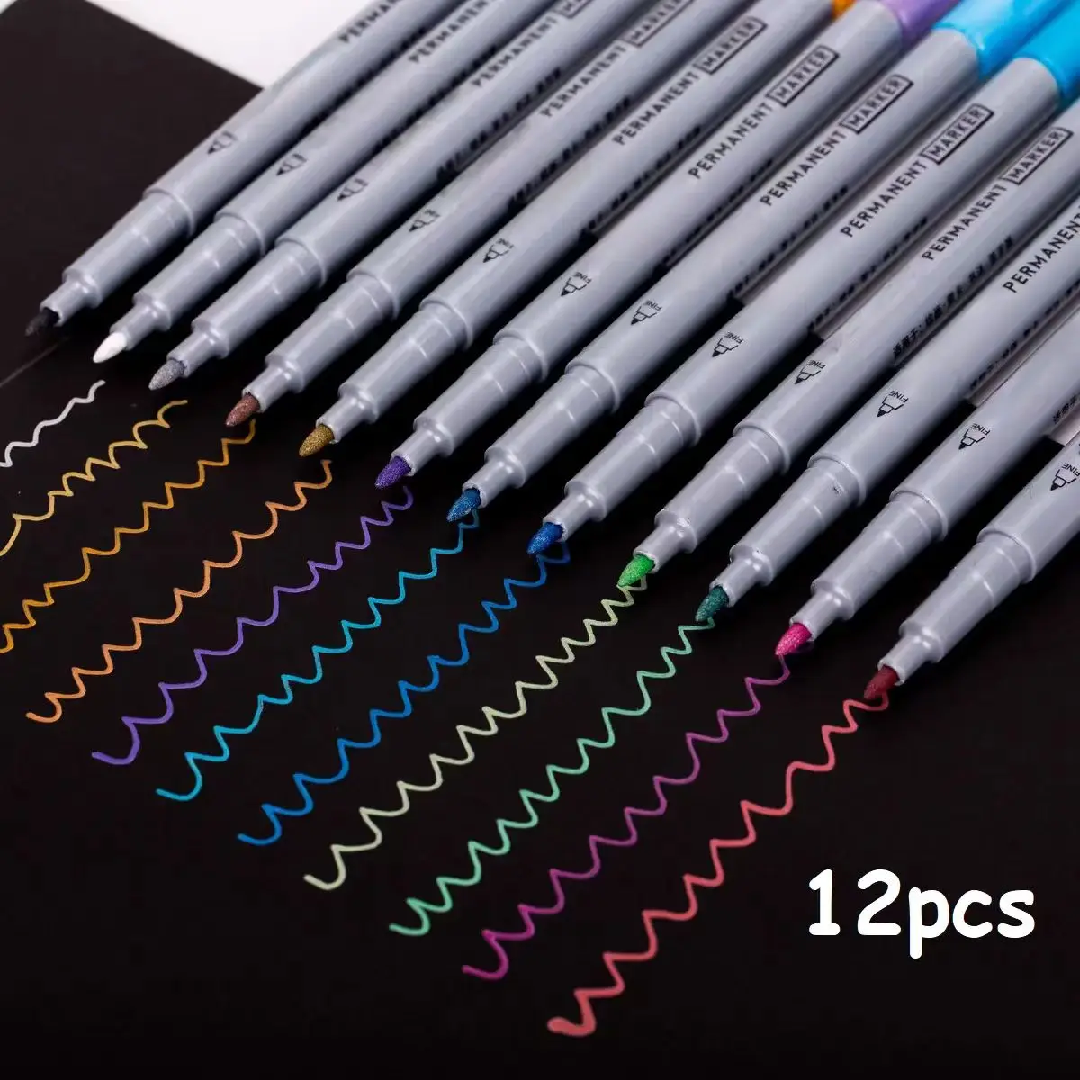 12pcs Metallic Marker Pens,Perfect For Rock Painting, Black Paper, Card Making! 6