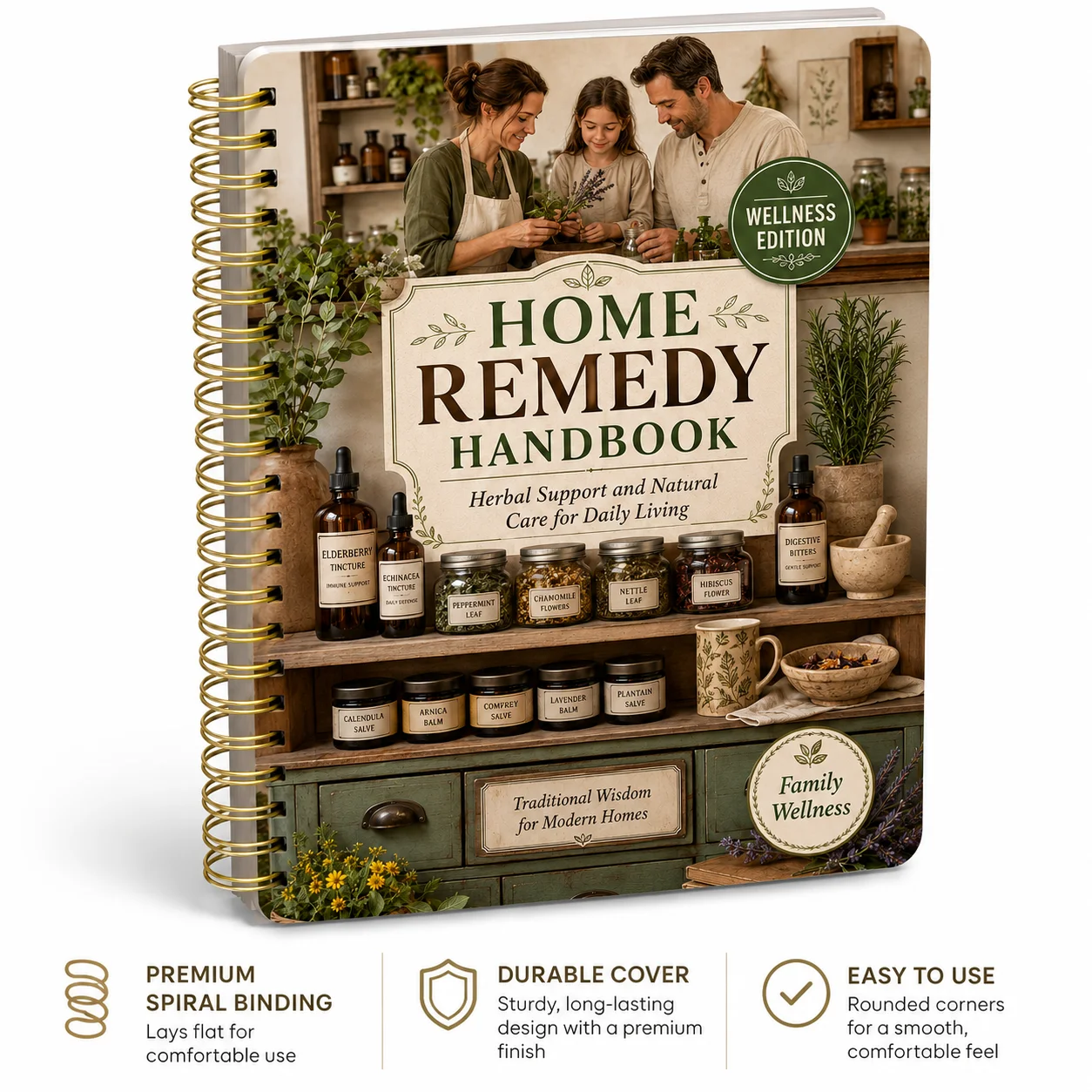 Wellness Edition Home Remedy Handbook - Herbal Support & Natural Care Guide for Daily Living Traditional Herbal Remedy Book