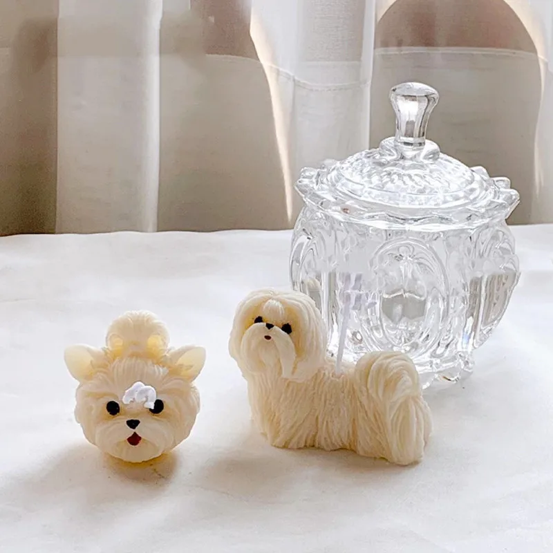 3D Shih Tzu Cute Dog Aromatherapy Plaster Handmade Soap Mold Candle Mold Chocolate Baking Cake Decoration Silicone