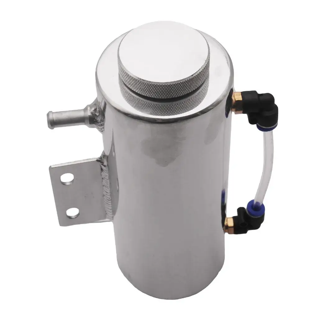 Universal Stainless Steel Water Coolant Header Overflow Expansion Tank Reservoir(Polished), 8.07x2.95inch