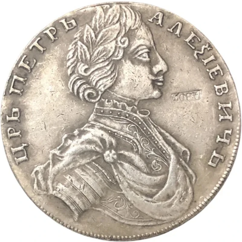 

1712 MOCKOBCKI 1 ROUBLE RUSSIA Petr I silver plated Coin Copy
