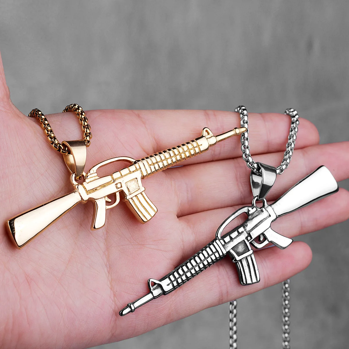 Stylish Men's Punk Hip Hop Necklace Pendant - Stainless Steel Jewelry Gift