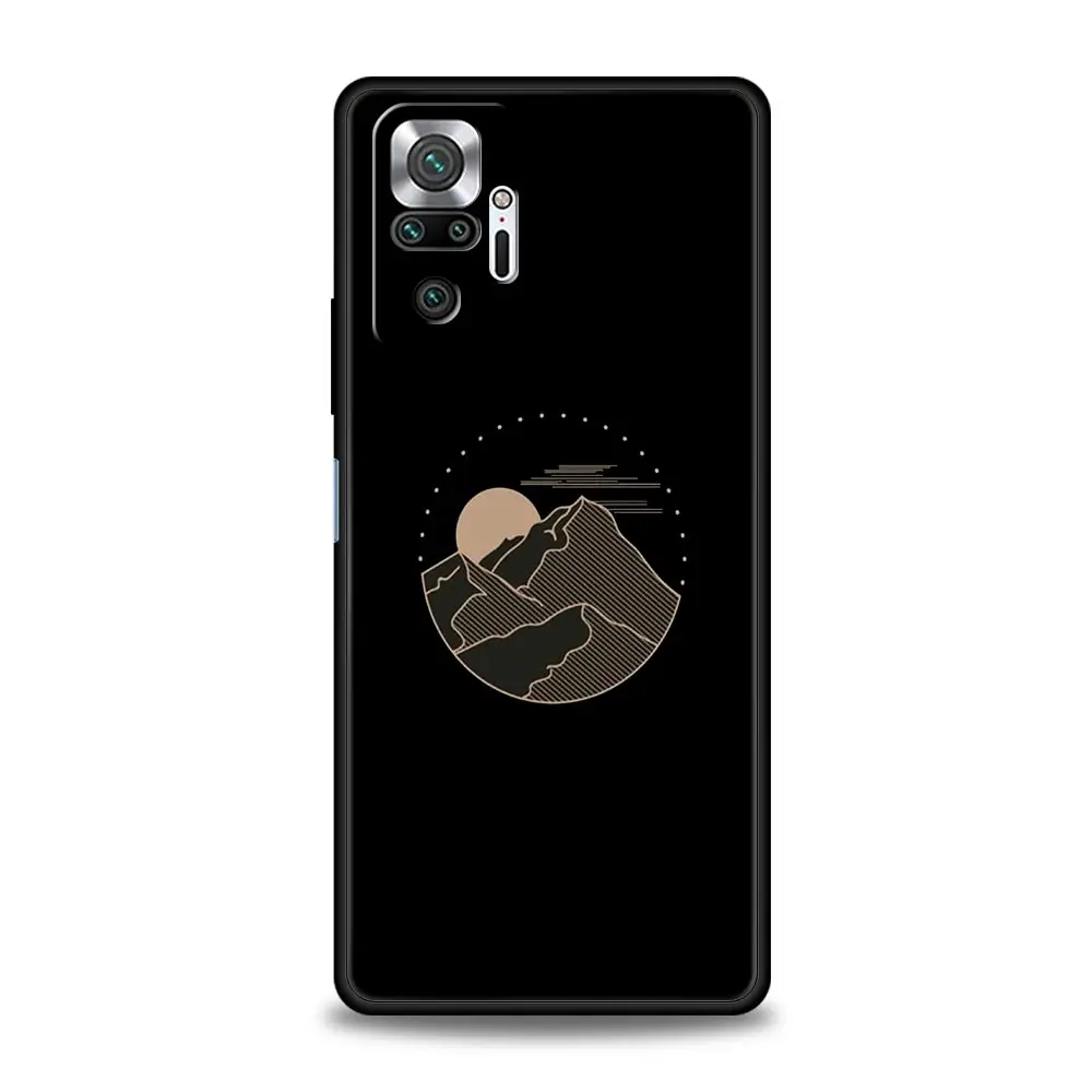 Mountain Scenery Sun & Moon Design Phone Case Cover