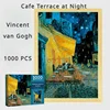 38*26cm Mini Jigsaw Puzzle Paper 1000PCS Cafe Terrace at Night Van Gogh Stress Relief Educational Entertainment Christmas Gift 1