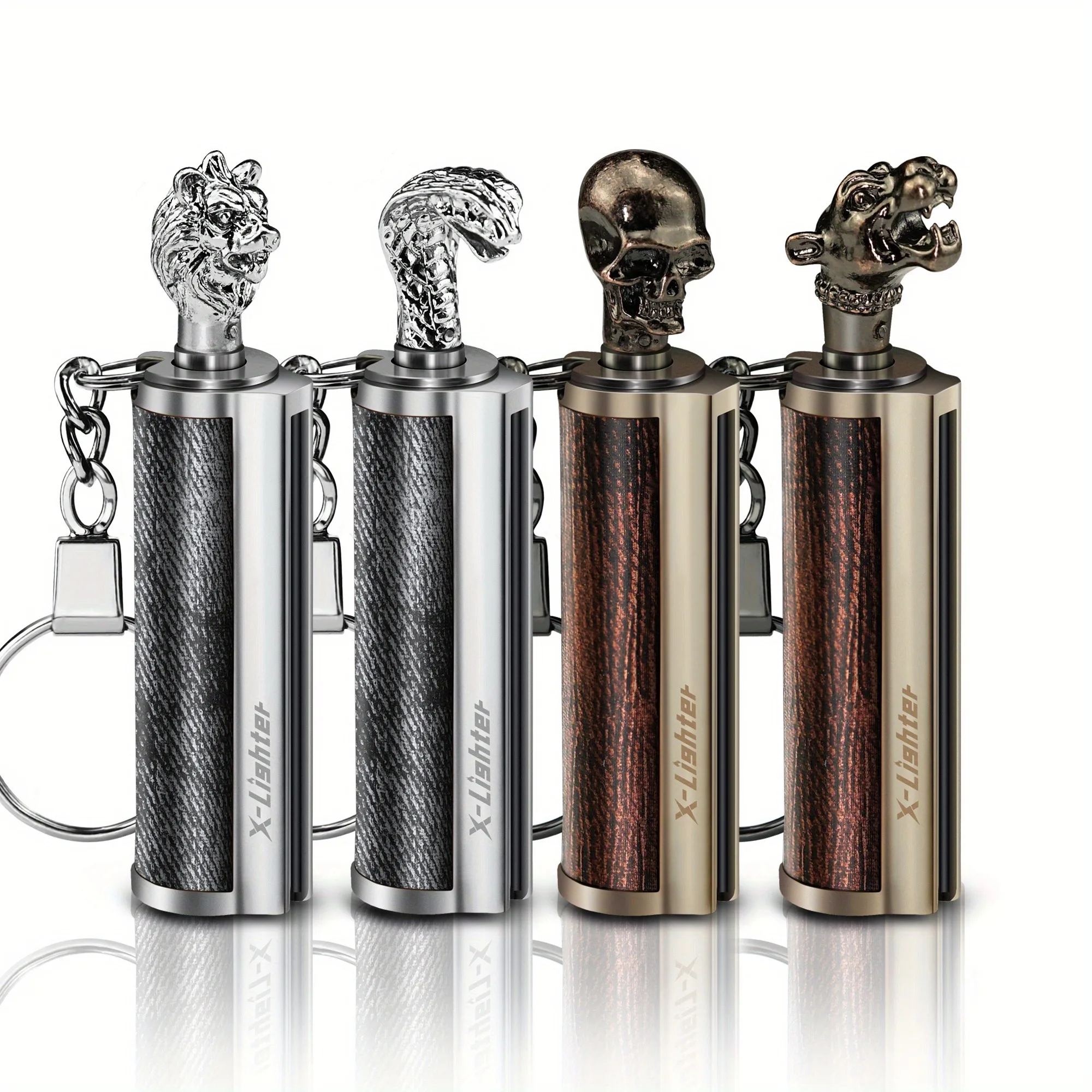 4pcs/set Permanent Outdoor Igniter, Metal Keychain Lighter,Outdoor Emergency Matches,Outdoor Reusable Flint Vintage Lighter