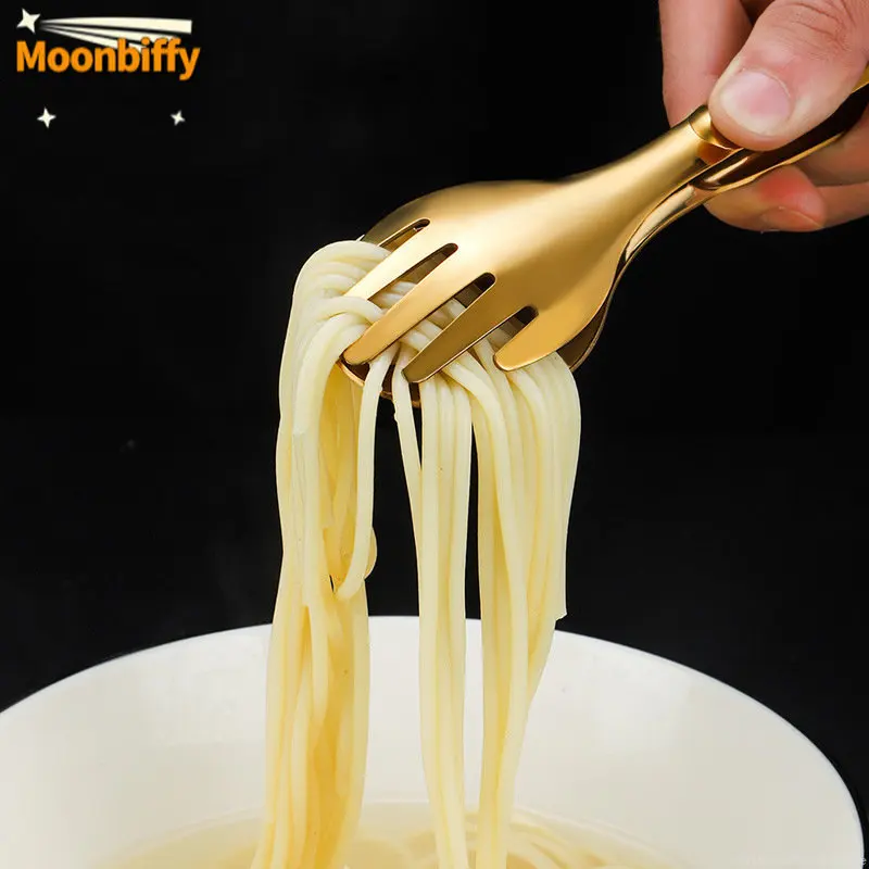 Stainless Steel Food Tongs Gold Thickened Buffet Food Kitchen Utensils Buffet Cooking Tools BBQ Clips Bread Steak Tong