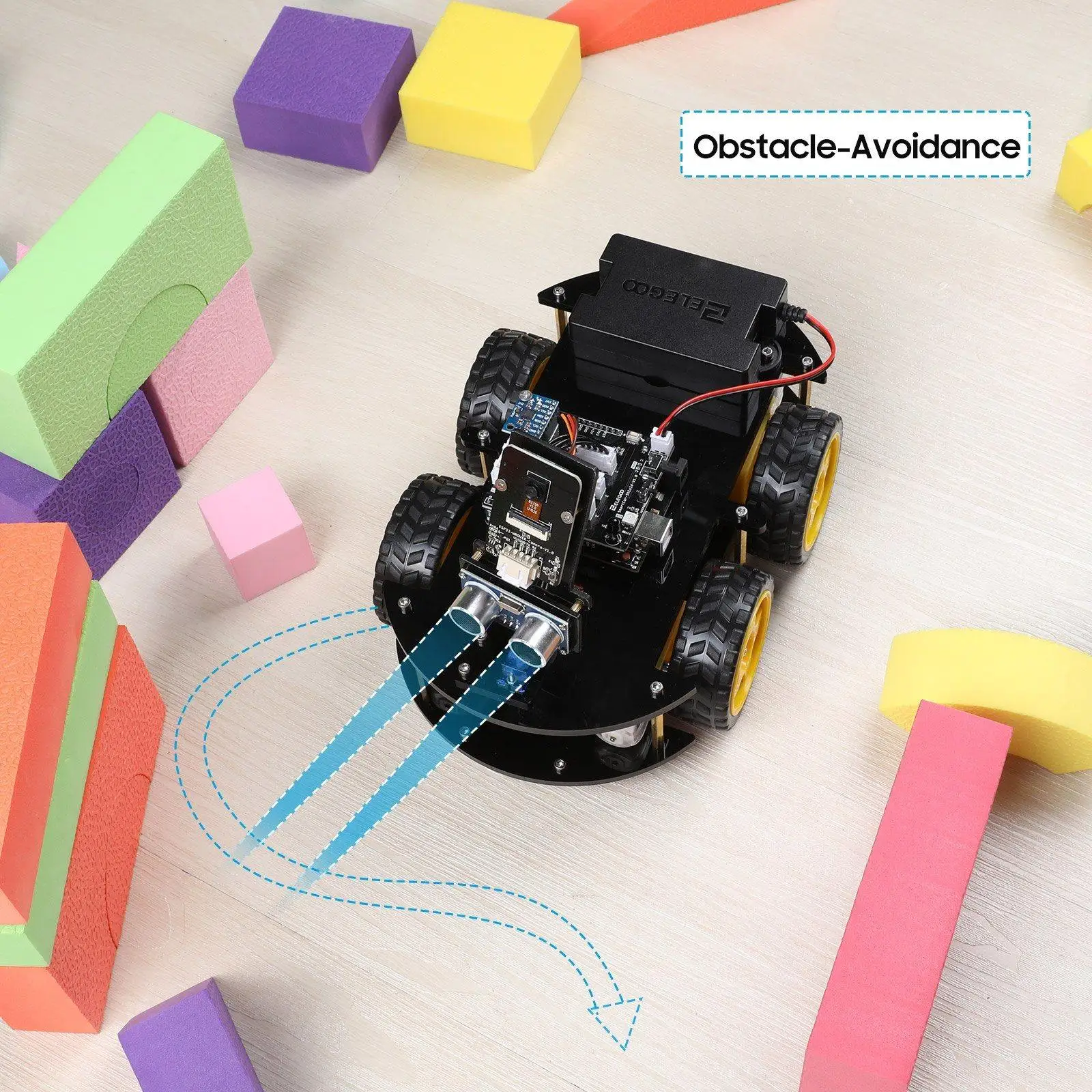 ELEGOO Arduino UNO R3 Project Smart Robot Car Kit V4 with UNO R3, Line Tracking Module,Ultrasonic Sensor, IR Remote Control etc. 3
