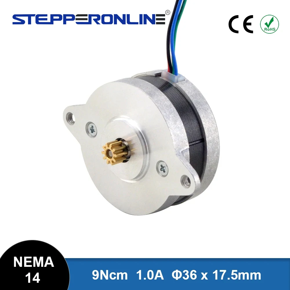 STEPPERONLINE 라운드 Nema 14 스텝퍼 모터 바이폴라, 3D 프린..
