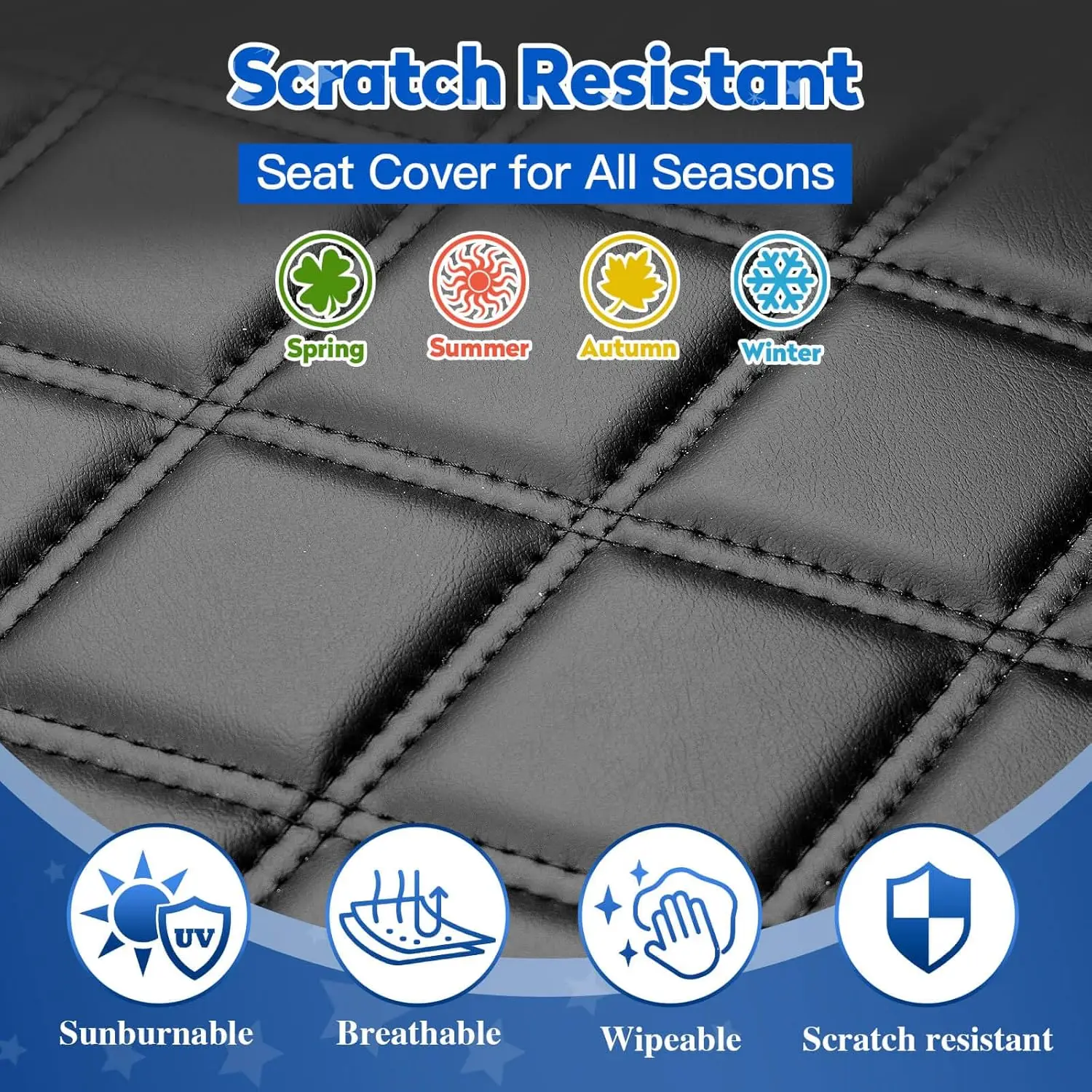 4PCS Golf Cart Seat Covers Kit for Club Car Precedent, Front and Rear Vinyl Covers with Easy Installation