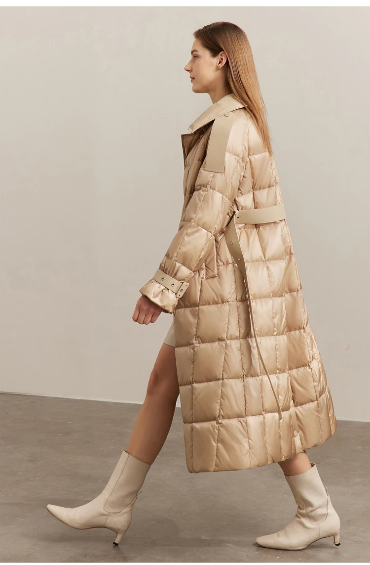 AMII Minimalism Down Jacket Women 2022 Winter New Commuter Fashion Belt Design Solid Warm Antistatic Long Clothing Tops 12241180