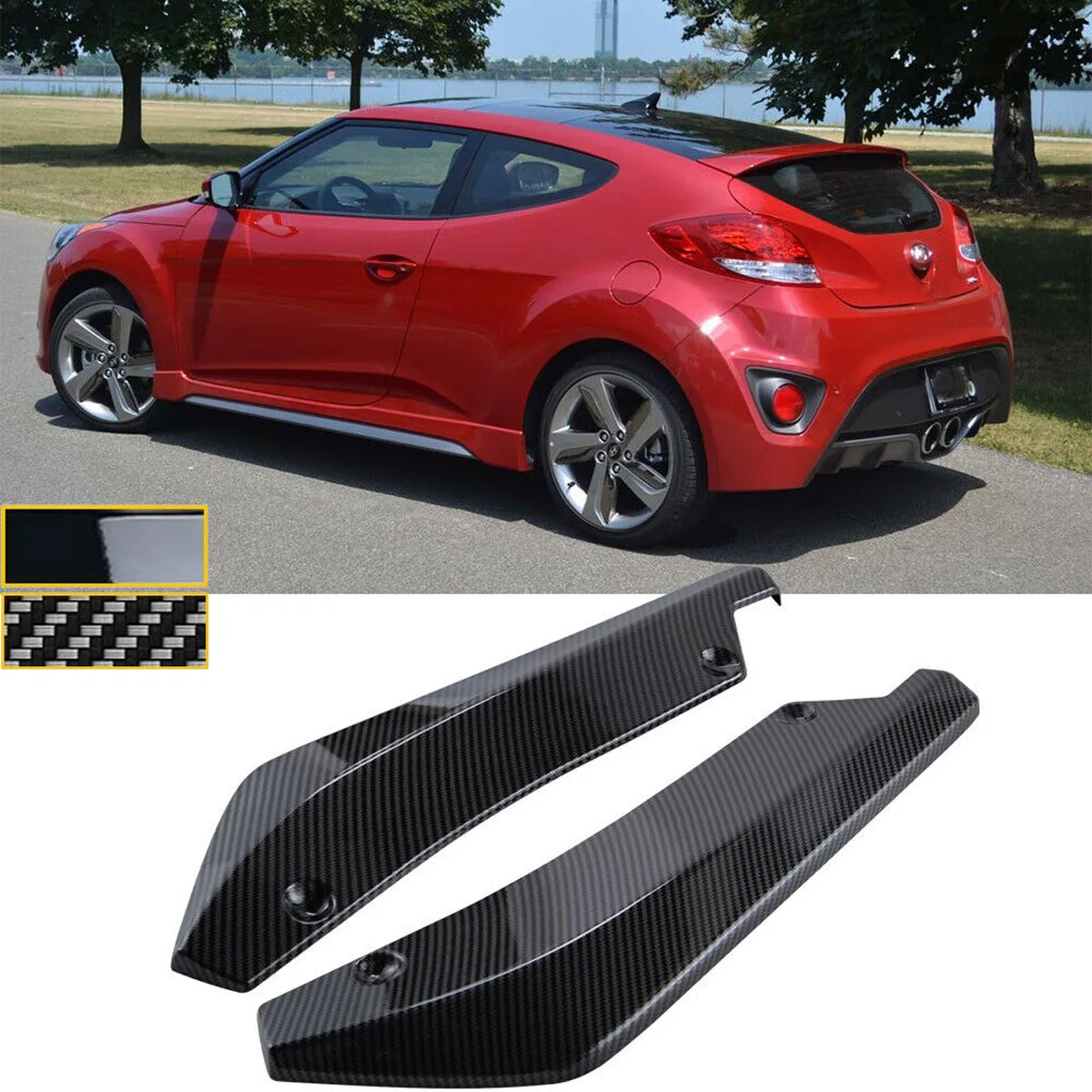 2pcs Rear Bumper Splitter Lip Universal For Hyundai Veloster Turbo 2013