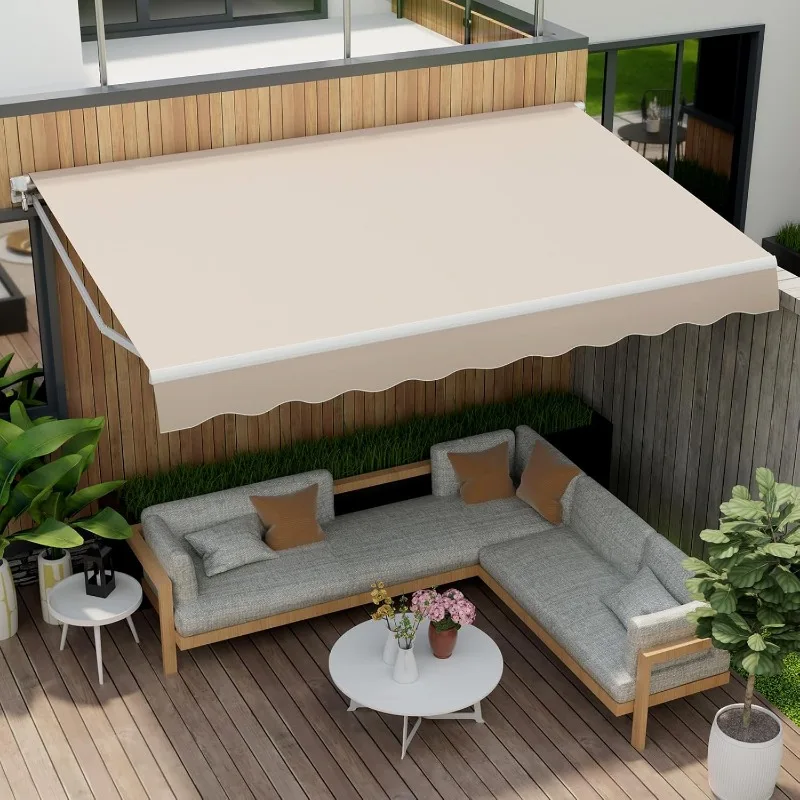 10 Ft x 8.2ft retractable awning, aluminum patio awning, outdoor manual retractable awning 3