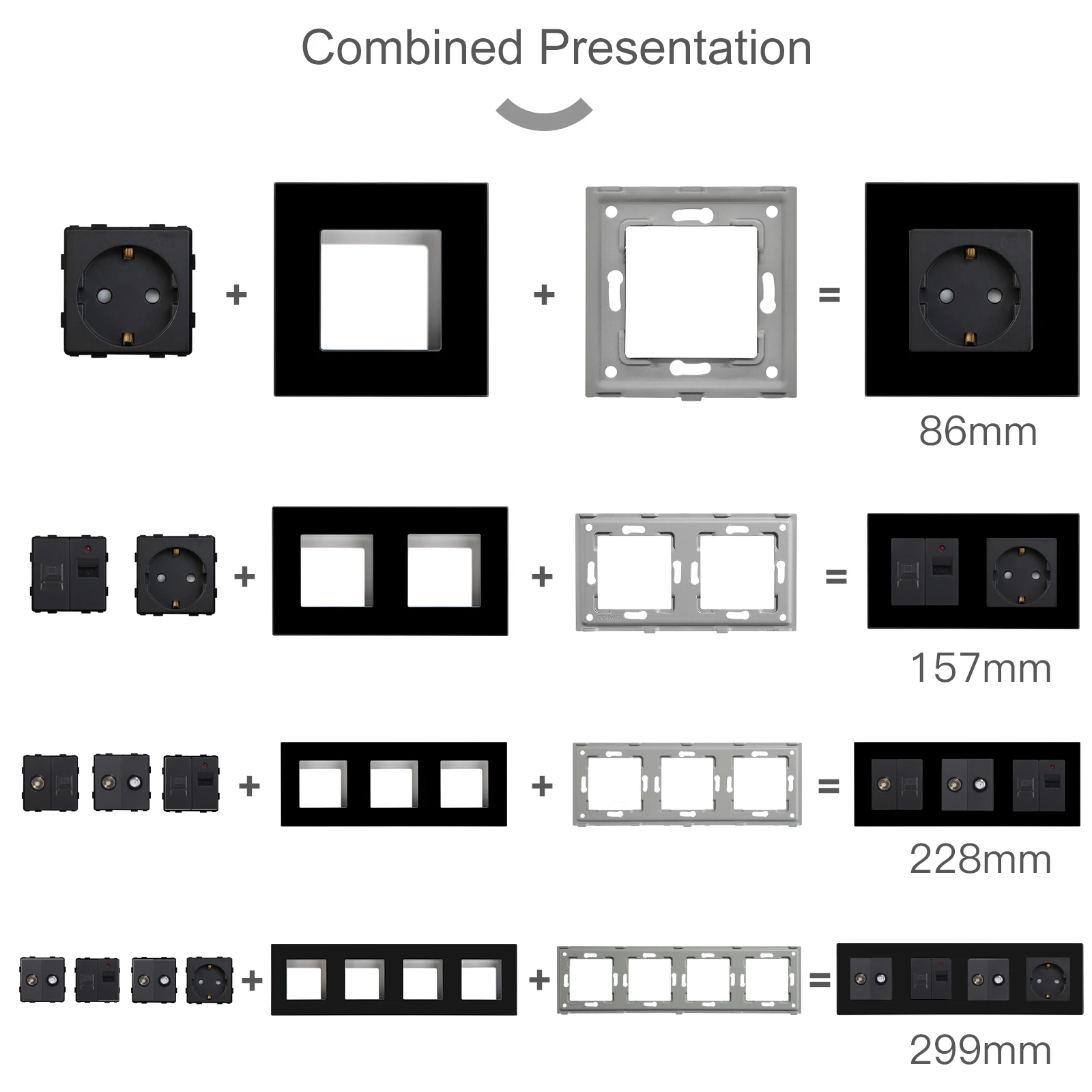 Interruptores de luz retro Panel de vidrio de pared Tv negra Enchufes USB  Piezas de toma de corriente Enchufes Botón de pulsación Interruptor -  Interruptores