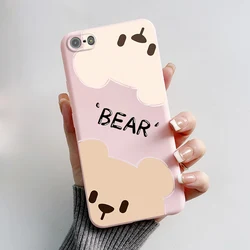 Cute Bear and Frog Cartoon Painted Soft Silicone Phone Case Cover - iPhone SE 2020 (Pink - M01)