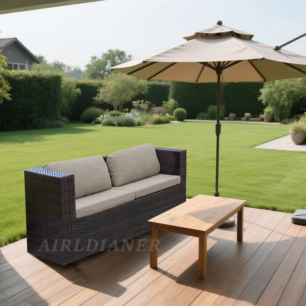 Outdoor sofa covered with twill jacquard cover