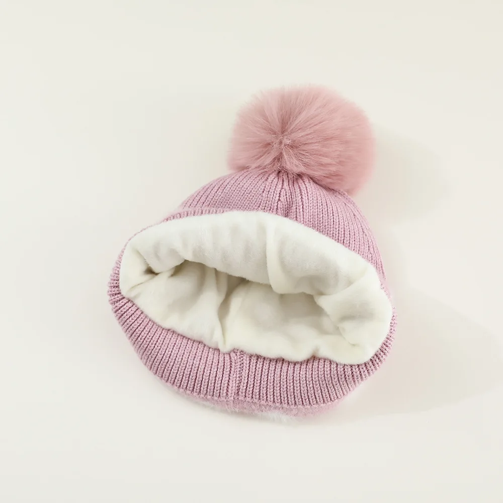 New Love Heart Style Fleece Girls Hat Scarf Set Autumn Winter Thick Velvet Children's Wool Knitted Hat Scarf Set
