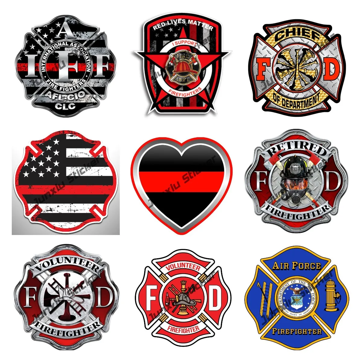 Fire Fighter Red Malta Sticker Decalcomania In Vinile Cross Fire Window Dept Police Military Firefighter American Flag Accessori Per Auto