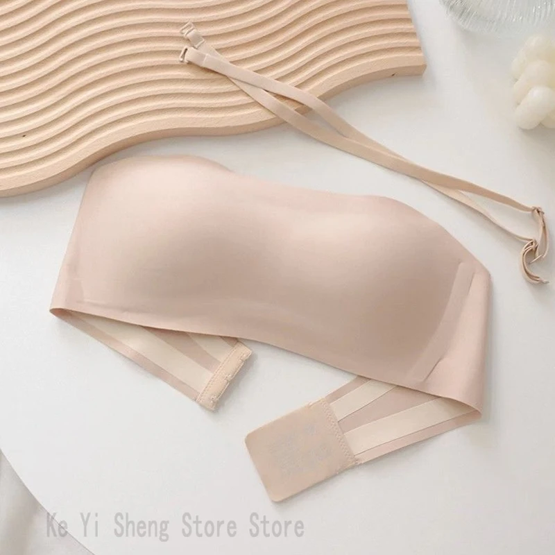 Womens Bra Strapless Women's No-scar No-steel Rims Top Support Close-fitting Bra Small Breasts Larger Detachable Shoulder Straps
