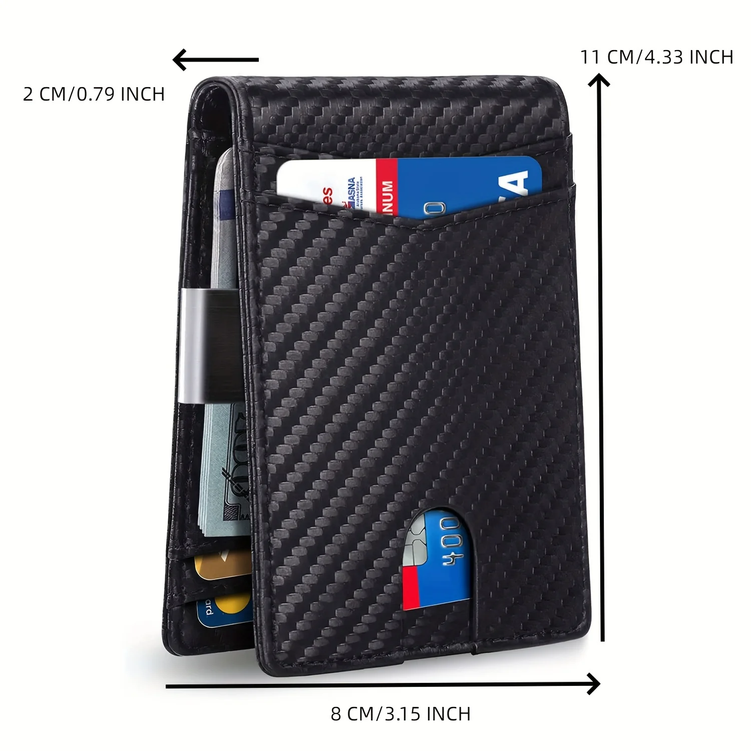 1pc Premium PU Leather Mens Slim Wallet - Stylish RFID Blocking Bifold with Money Clip - Secure Credit Card Holder for Ultimate 2