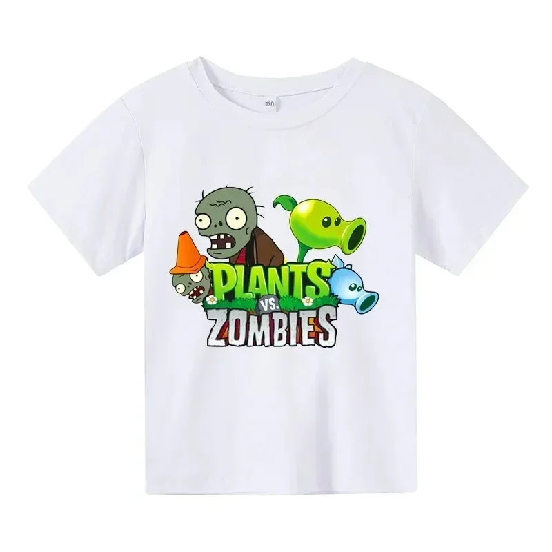 Summer Funny Children T-shirt Cotton Pvz Plants Vs Zombie Plants Print Kid T Shirts Game Garden Warfare Plants Baby Tee Clothing 3