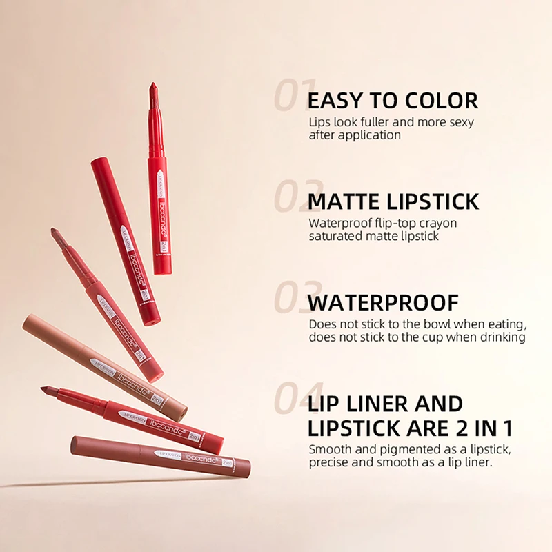 12 Colors Velvet Lip Liner Pencil Matte Lipstick Waterproof Lasting Brown Professional Makeup Full Lip Contour Korean Cosmetics 6