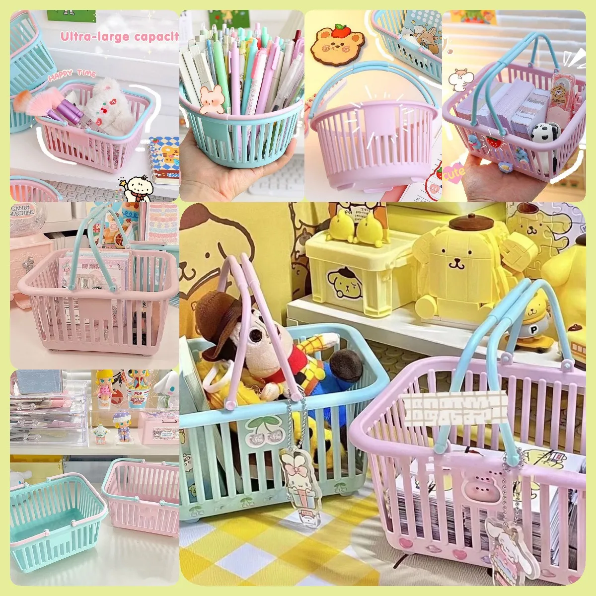 Storage Basket Shopping Basket Kids Grocery Basket with Handles Small Retail Shopping Baskets for Party Favors, Storage 1