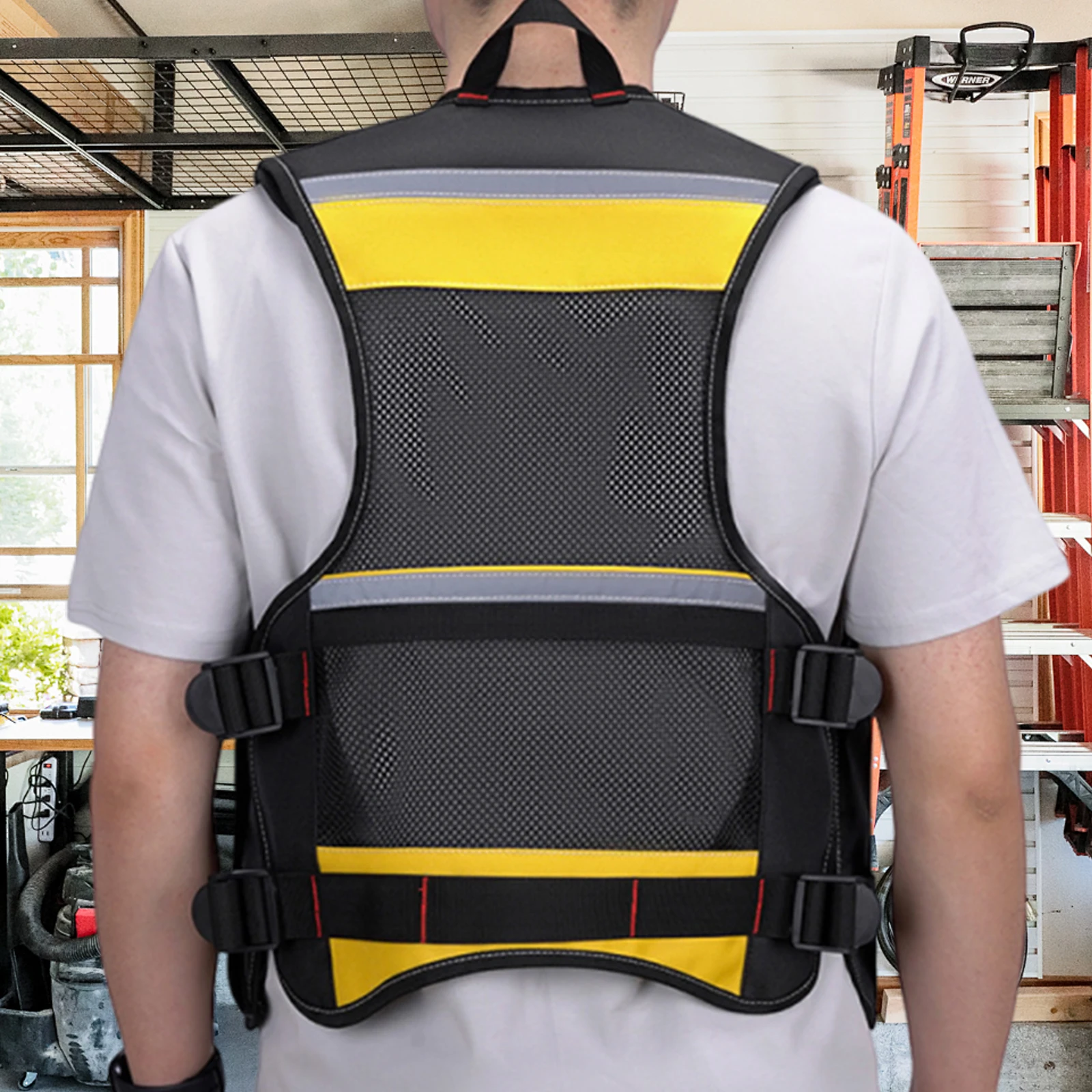 다중 포켓 반사 작업복 반사 안전 조끼 전기공 목수 건설용 반사 안전 조끼