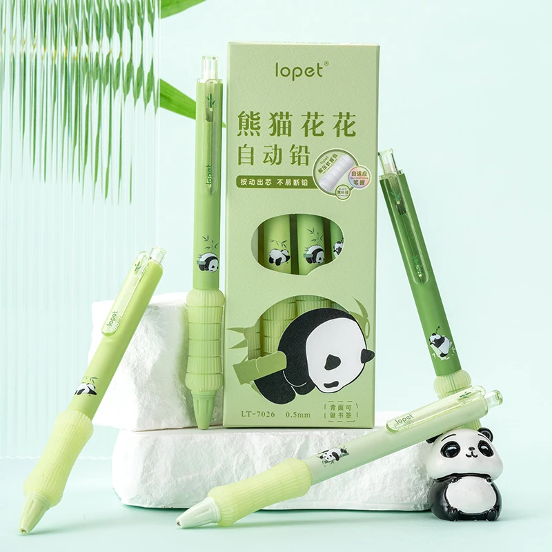 4 Pcs/Set Kawaii Panda Automatic Pencil Cute 0.5mm Black Lead Soft Touch Writing Mechanical Pencils Student School Stationery 2