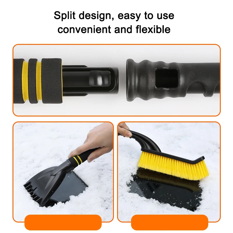 2 IN 1 Car Snow Scraper Sweeping Shovel for Winter with Handle Auto Cleaning Brush Ice Scraper Remover Auto Windshield Accessori