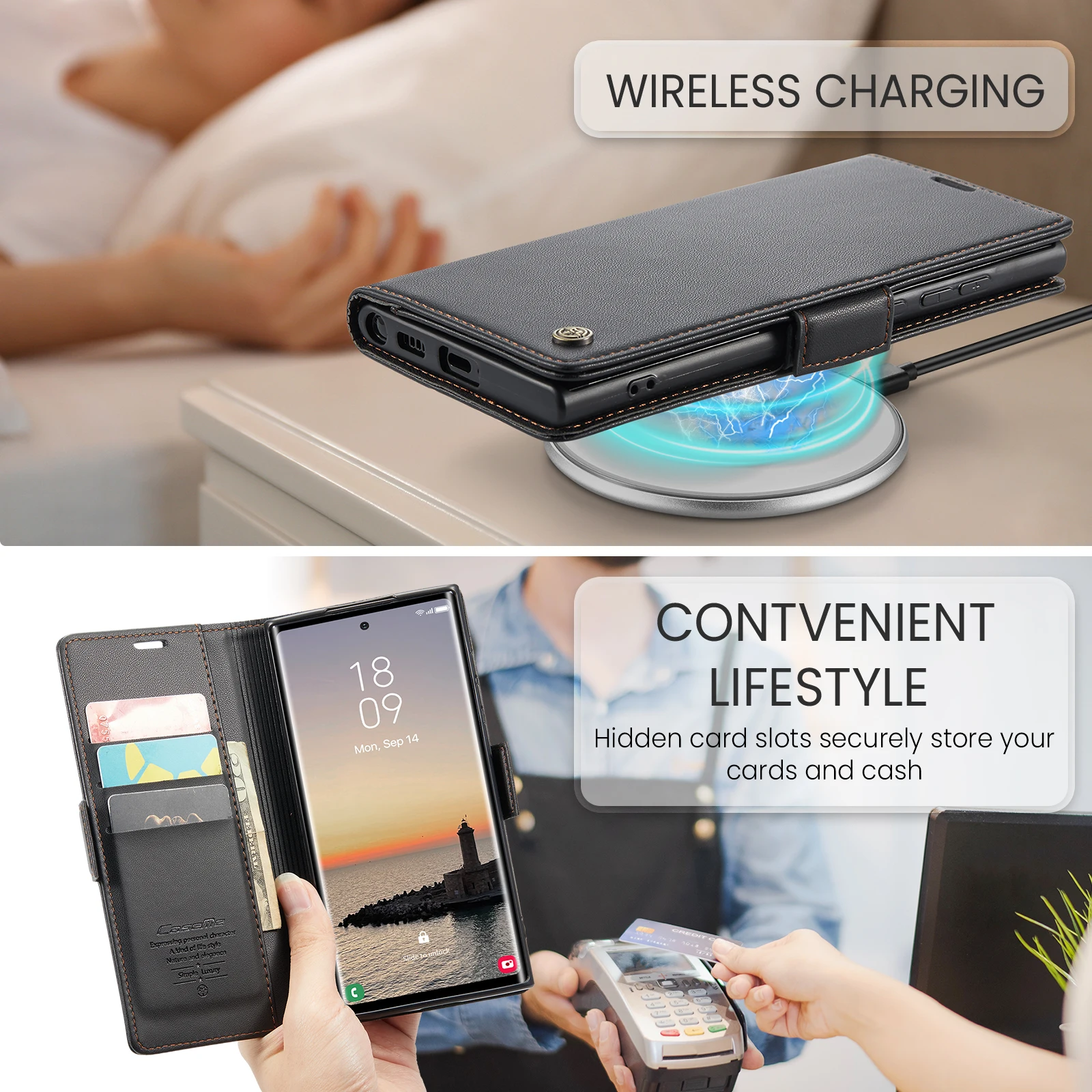 CaseMe RFID Blocking Wallet Case for Galaxy S24 Ultra S10 S20 S21 S22 S23 S25 Card Holder Magnetic Clasp Leather Book Folio Case 3