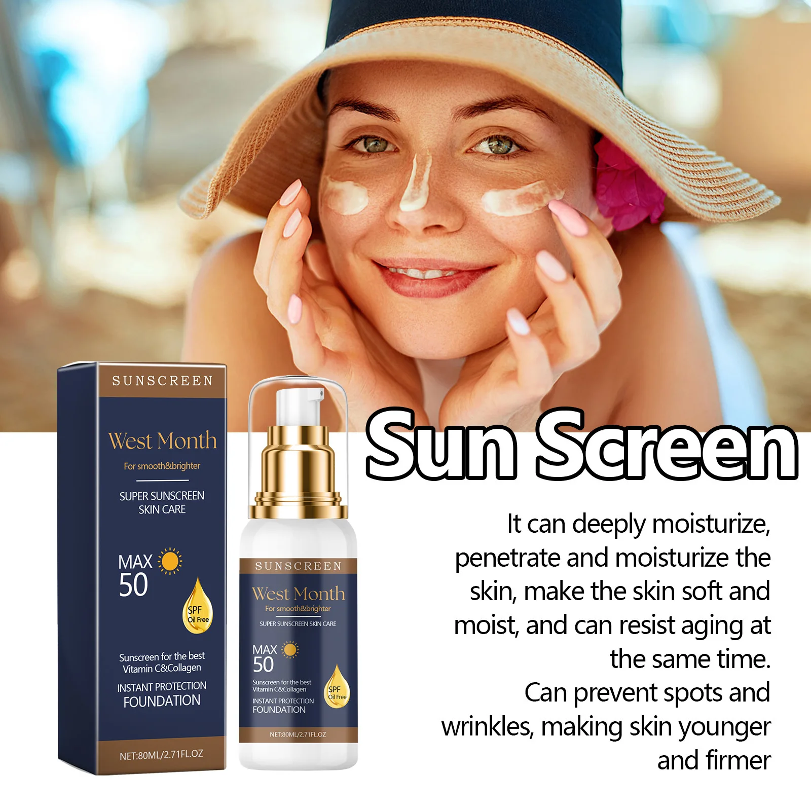 Facial Body Sunscreen Spf 50 Isolates Ultraviolet Ray Prevent Dark Spot Oil Control Refreshing Waterproof Moisturizing Sunscreen
