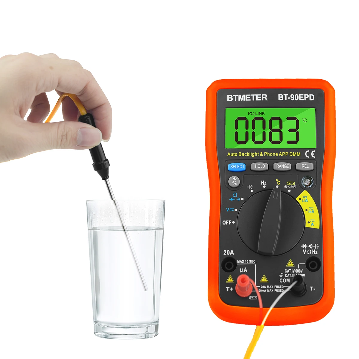Bluetooth APP Digital Multimeter BT-90EPD Auto Ranging Multi-Tester 4000 Counts Data Logging on Mobile Phone for AC/DC Voltage